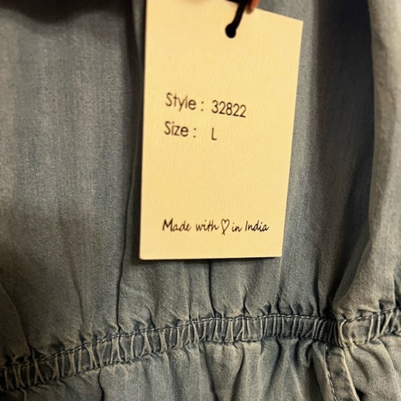 Japna Lycol Denim Soft Jumpsuit Dolman Sleeve Romper One Piece Pant Suit New Lg - Picture 5 of 7